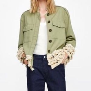 NEVER WORN Zara Green Utility Crochet Jacket
